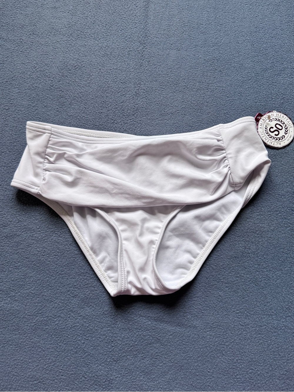 SO White Bikini Bottom with Gathered Side
